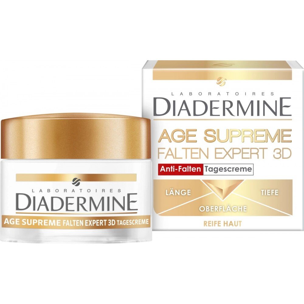 Dieninis veido kremas Diadermine 3D Wrinkle Expert, brandžiai odai su hialuronu, 50 ml kaina ir informacija | Veido kremai | pigu.lt