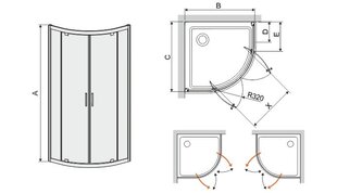 Kampinė dušo kabina Sanplast TX KP2DJ/TX5b 90s, profilis matinis sidabrinis, dekoruotas stiklas grey цена и информация | Душевые кабины | pigu.lt