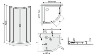 Угловая душевая кабина Sanplast TX KP4/TX4b 90s, профиль белый, прозрачное стекло W0, с поддоном цена и информация | Душевые кабины | pigu.lt