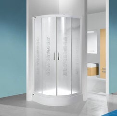 Kampinė dušo kabina Sanplast TX KP4/TX4b 90s, profilis blizgantis sidabrinis, dekoruotas stiklas grey, su padėklu kaina ir informacija | Dušo kabinos | pigu.lt