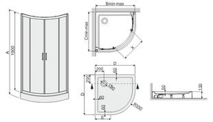 Угловая душевая кабина Sanplast TX KP4/TX4b 90s, профиль глянцевый серебристый, декорированное стекло grey, с поддоном цена и информация | Душевые кабины | pigu.lt