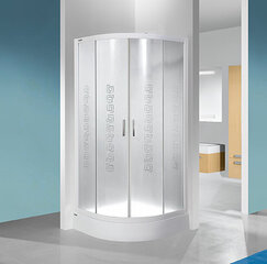 Kampinė dušo kabina Sanplast TX KP4/TX4b 90s, profilis blizgantis sidabrinis, dekoruotas stiklas cora, su padėklu kaina ir informacija | Dušo kabinos | pigu.lt