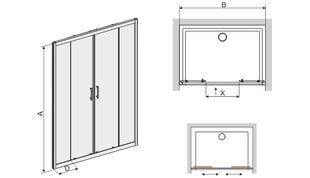 Dušo durys į nišą Sanplast TX D4/TX5b 130s, profilis baltas, dekoruotas stiklas grey цена и информация | Душевые двери и стены | pigu.lt