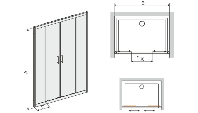 Dušo durys į nišą Sanplast TX D4/TX5b 130s, profilis matinis sidabrinis, skaidrus stiklas W0 kaina ir informacija | Dušo durys ir sienelės | pigu.lt
