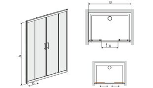 Dušo durys į nišą Sanplast TX D4/TX5b 130s, profilis blizgantis sidabrinis, skaidrus stiklas W0 kaina ir informacija | Dušo durys ir sienelės | pigu.lt