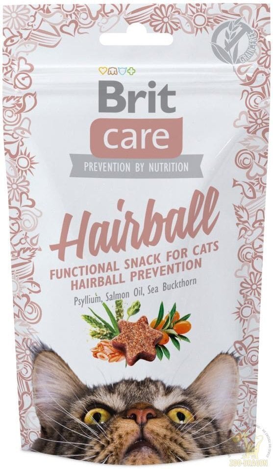 Brit Care skanėstai Hairball, 50 g kaina ir informacija | Skanėstai katėms | pigu.lt