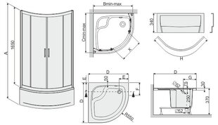 Угловая душевая кабина Sanplast TX kpl-KP4/TX5b/165 80s, профиль белый, прозрачное стекло W0, с поддоном цена и информация | Душевые кабины | pigu.lt