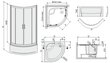 Kampinė dušo kabina Sanplast TX kpl-KP4/TX5b/165 90s, profilis matinis sidabrinis, dekoruotas stiklas grey, su padėklu kaina ir informacija | Dušo kabinos | pigu.lt