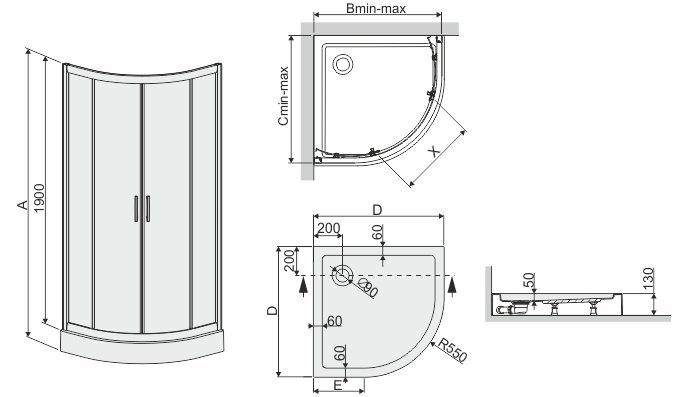 Kampinė dušo kabina Sanplast TX KN4/TX5b 80s, profilis matinis sidabrinis, skaidrus stiklas W0, su padėklu kaina ir informacija | Dušo kabinos | pigu.lt