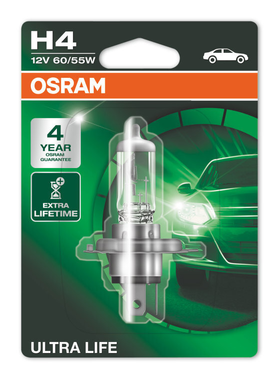 Automobilinės lemputės Osram Ultra Life H4, P43T, 1 vnt. (blisteris) цена и информация | Automobilių lemputės | pigu.lt