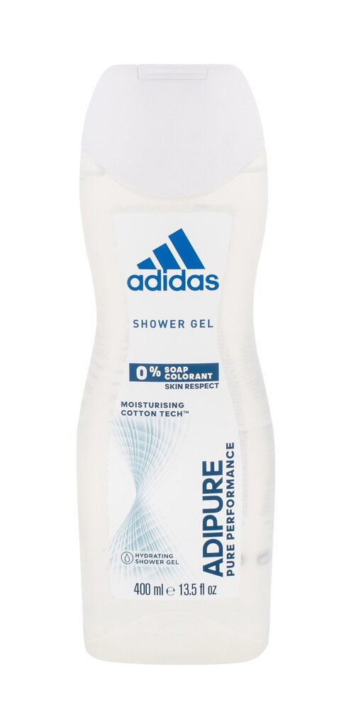 Drėkinanti dušo želė Adidas Adipure moterims, 400 ml цена и информация | Dušo želė, aliejai | pigu.lt