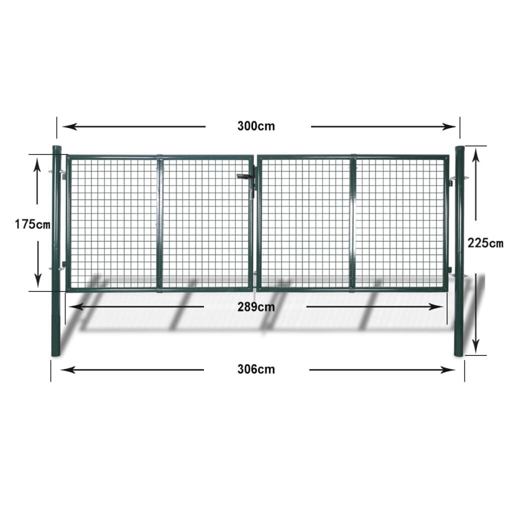 Tinkliniai kiemo vartai su grotelėmis 300 x 175 cm / 315 x 225 cm kaina ir informacija | Tvoros ir jų priedai | pigu.lt