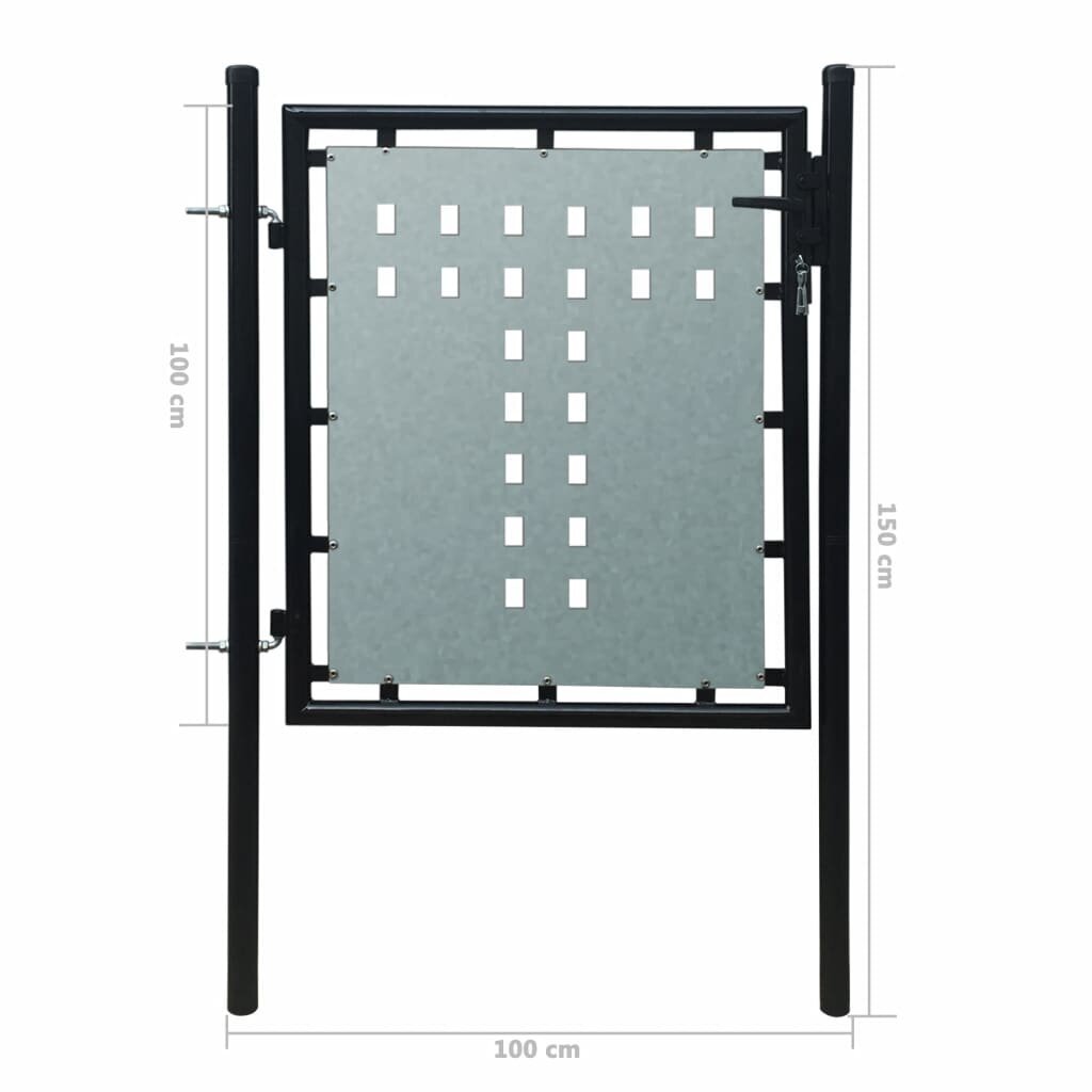 Viengubi vartai, juodos spalvos, 100x150 cm kaina ir informacija | Tvoros ir jų priedai | pigu.lt