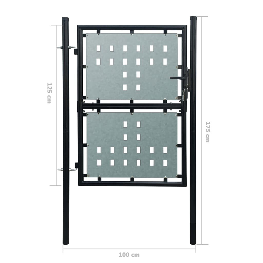 Viengubi vartai, juodos spalvos, 100x175 cm kaina ir informacija | Tvoros ir jų priedai | pigu.lt