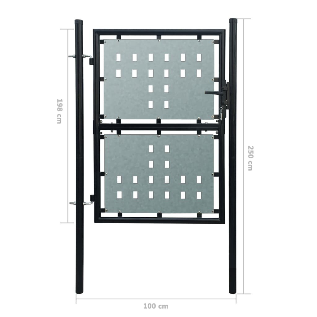 Viengubi vartai, juodos spalvos, 100x250 cm kaina ir informacija | Tvoros ir jų priedai | pigu.lt