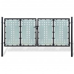 Viengubi vartai, juodos spalvos, 300x175 cm kaina ir informacija | Tvoros ir jų priedai | pigu.lt