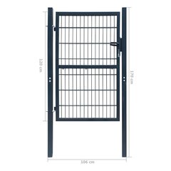 2D Ворота (одинарные), антрацитово-серые, 106x170 см цена и информация | Заборы и принадлежности к ним | pigu.lt