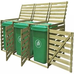 Тройной пропитанный навес для мусорных контейнеров, деревянный, 240 л цена и информация | Уличные контейнеры, контейнеры для компоста | pigu.lt
