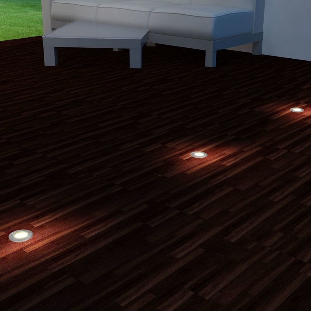 Lauko LED šviestuvai grindiniui, 3 vnt., apvalūs kaina ir informacija | Lauko šviestuvai | pigu.lt