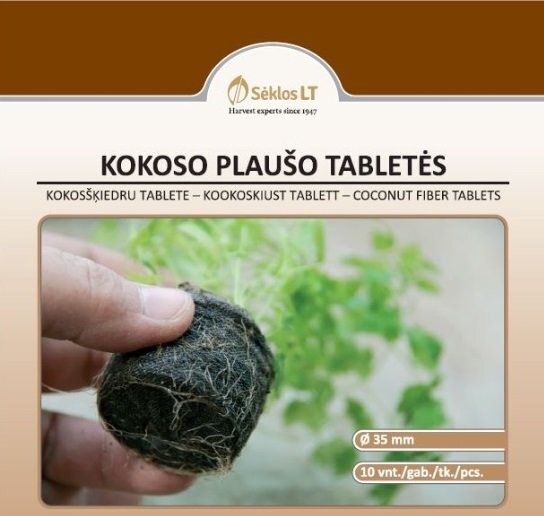 Kokoso plaušo tabletės 35mm 12vnt цена и информация | Vazonėliai daiginimui ir persodinimui | pigu.lt