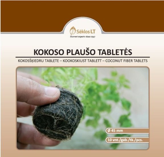 Kokoso plaušo tabletės 45mm 10vnt kaina ir informacija | Vazonėliai daiginimui ir persodinimui | pigu.lt