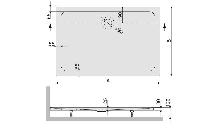 Dušo padėklas Sanplast Free Line B/Free 80x140x2,5 kaina ir informacija | Dušo padėklai | pigu.lt