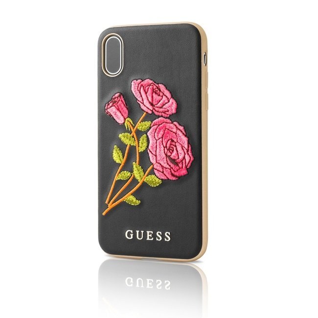 Guess Flower Desire nugarėlės dangtelis telefonui Apple iPhone X / iPhone 10, Juodas kaina ir informacija | Telefono dėklai | pigu.lt