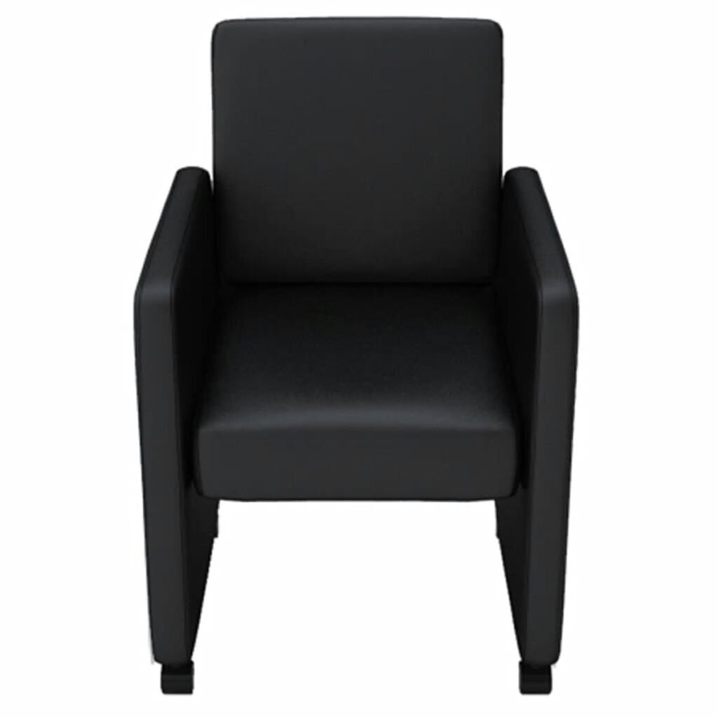 Krėslų komplektas, juoda dirbtinė oda, 4 vnt. kaina ir informacija | Virtuvės ir valgomojo kėdės | pigu.lt