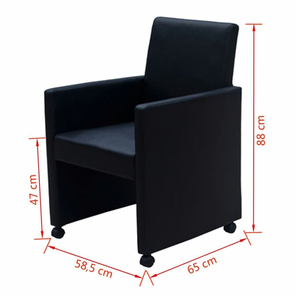 Krėslų komplektas, juoda dirbtinė oda, 6 vnt. kaina ir informacija | Virtuvės ir valgomojo kėdės | pigu.lt