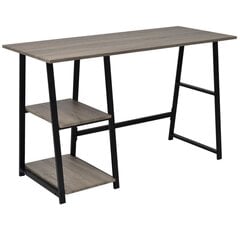 Письменный стол с 2-мя полками, серый/дуб цена и информация | Компьютерные, письменные столы | pigu.lt