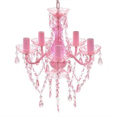 Розовая хрустальная люстра, 5 лампочек цена и информация | Подвесной светильник | pigu.lt