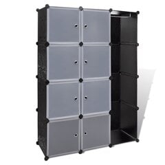 Модульная секция, 9 отделов, 37 x 115 x 150 см, черная цена и информация | Шкафы | pigu.lt