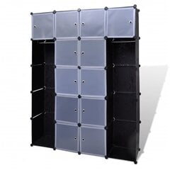 Модульный шкаф, 14 отделений, черный / белый, 37 x 146 x 180,5 см, черный цена и информация | Шкафы | pigu.lt