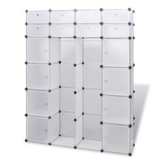 Модульный шкаф, 18 отделений, белый, 37 x 146 x 180,5 см, белый цена и информация | Шкафы | pigu.lt