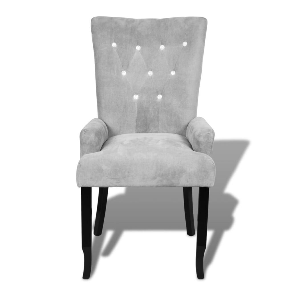 Valgomojo kėdė, sidabro spalvos aksomas kaina ir informacija | Svetainės foteliai | pigu.lt
