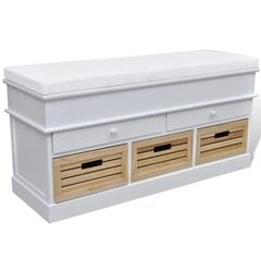 Белый шкаф-мягкая скамейка для крыльца, 2 ящика, 3 коробки цена и информация | Полки для обуви, банкетки | pigu.lt