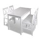 Baldų komplektas: medinis stalas ir 4 medinės kėdės, baltas цена и информация | Valgomojo komplektai | pigu.lt
