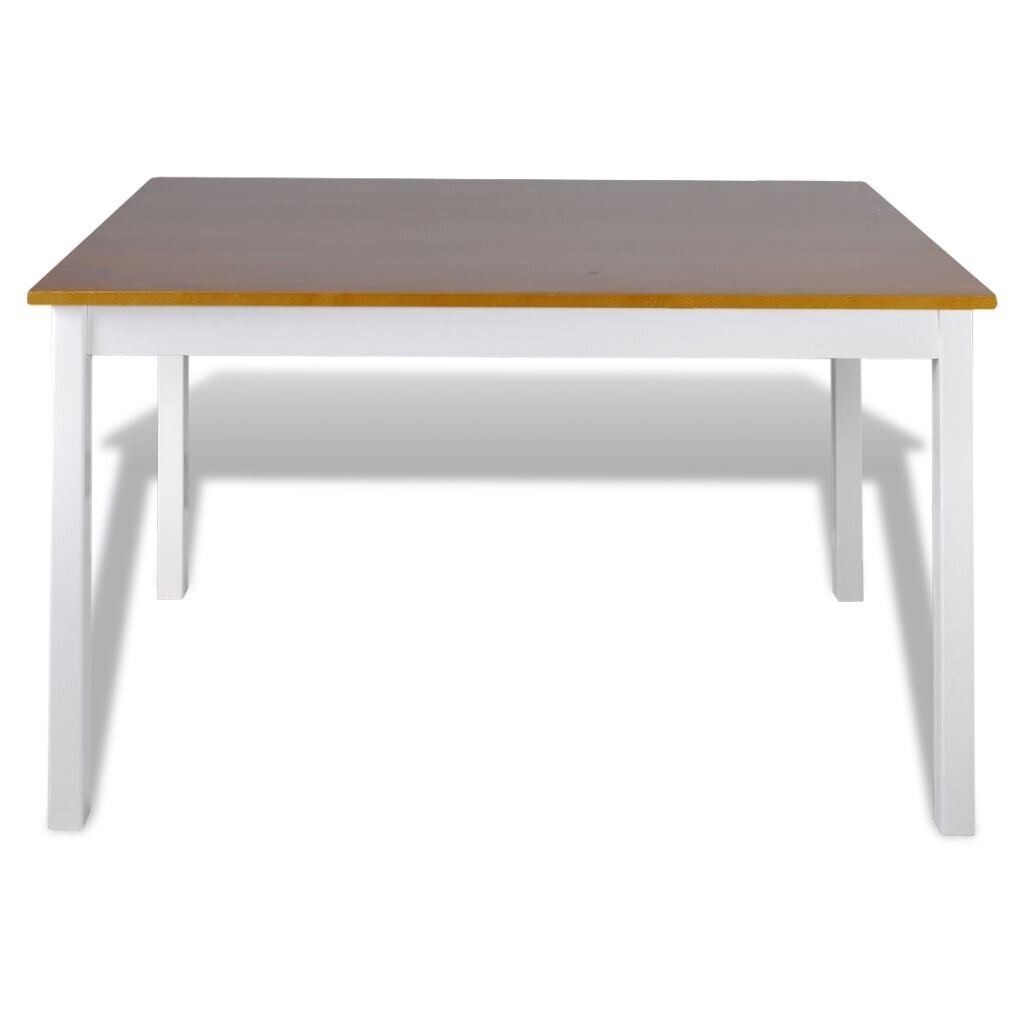 Baldų komplektas: medinis stalas ir 4 medinės kėdės, rudas kaina ir informacija | Valgomojo komplektai | pigu.lt