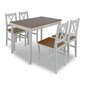 Baldų komplektas: medinis stalas ir 4 medinės kėdės, rudas kaina ir informacija | Valgomojo komplektai | pigu.lt