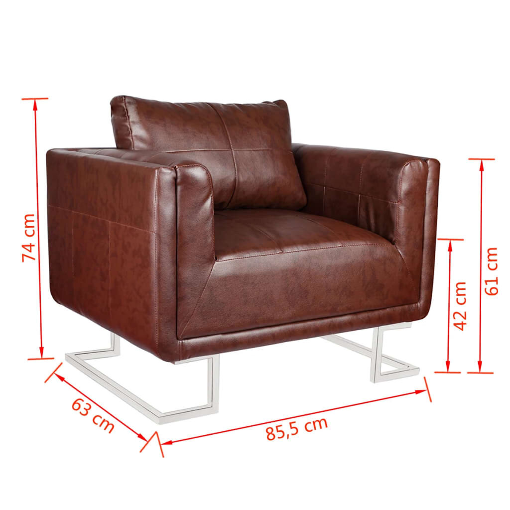 Prabangus fotelis su chromuotomis kojelėmis, rudas kaina ir informacija | Svetainės foteliai | pigu.lt
