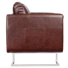 Коричневое кожаное кресло с хромированными ножками цена и информация | Кресла в гостиную | pigu.lt