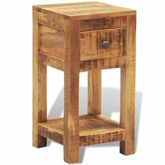 Kietmedžio staliukas, naktinis staliukas su stalčiumi цена и информация | Прикроватные тумбочки | pigu.lt