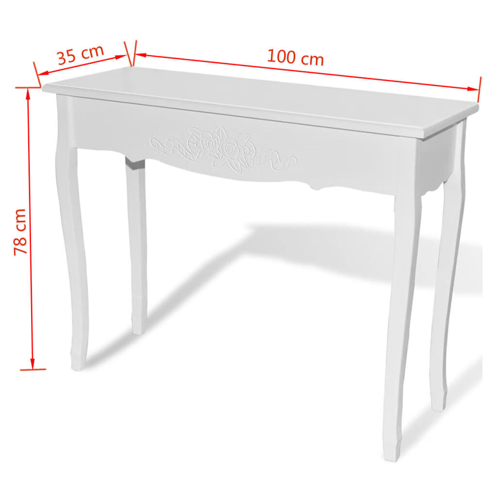Kosmetinis, konsolinis staliukas, baltas kaina ir informacija | Stalai-konsolės | pigu.lt