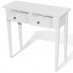 Kosmetinis, konsolinis staliukas su dviem stalčiais, baltas цена и информация | Журнальные столы | pigu.lt