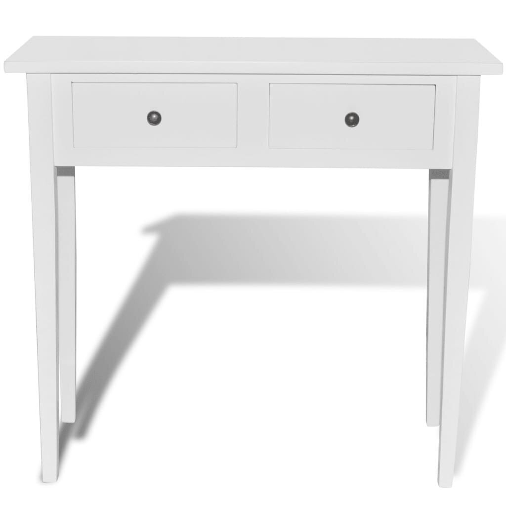 Kosmetinis, konsolinis staliukas su dviem stalčiais, baltas kaina ir informacija | Kavos staliukai | pigu.lt
