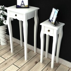Dviejų dydžių balti staliukai telefonui su stalčiais цена и информация | Столы-консоли | pigu.lt