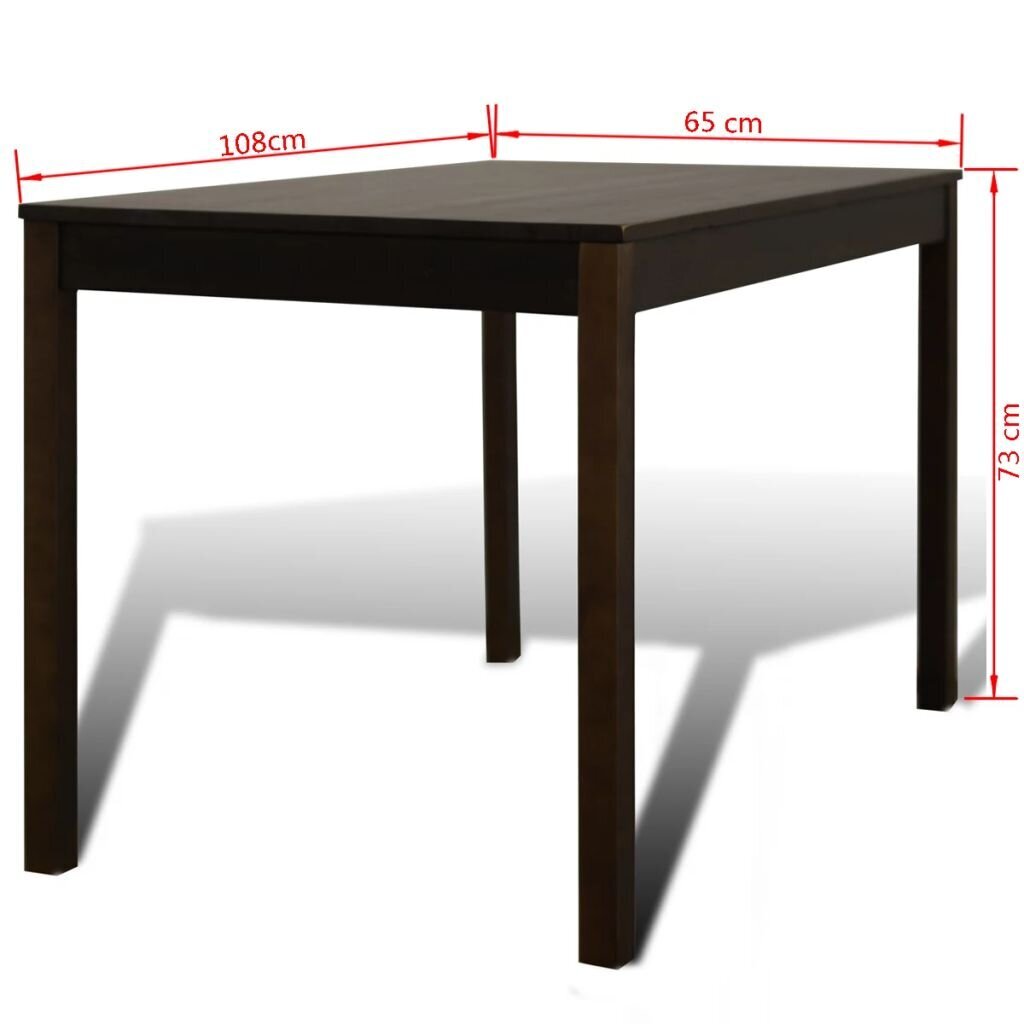 Medinis valgomojo stalas su 4 kėdėmis, rudos spalvos kaina ir informacija | Valgomojo komplektai | pigu.lt