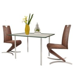 2 rudos dirbtinės odos kėdžių komplektas, gembės formos kaina ir informacija | Virtuvės ir valgomojo kėdės | pigu.lt
