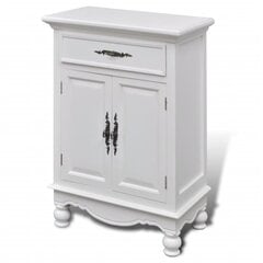 Белый деревянный шкаф с двумя дверцами и одним ящиком цена и информация | Шкафчики в гостиную | pigu.lt