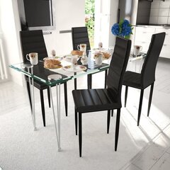 Обеденные стулья, черные, 4 шт. цена и информация | Стулья для кухни и столовой | pigu.lt